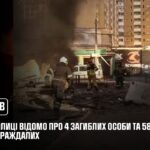 У столиці відомо про 4 загиблих особи та 58 постраждалих, з них 3 дітей.