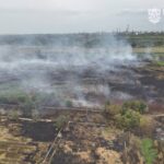 Під Одесою тліють 8 га очерету й трави